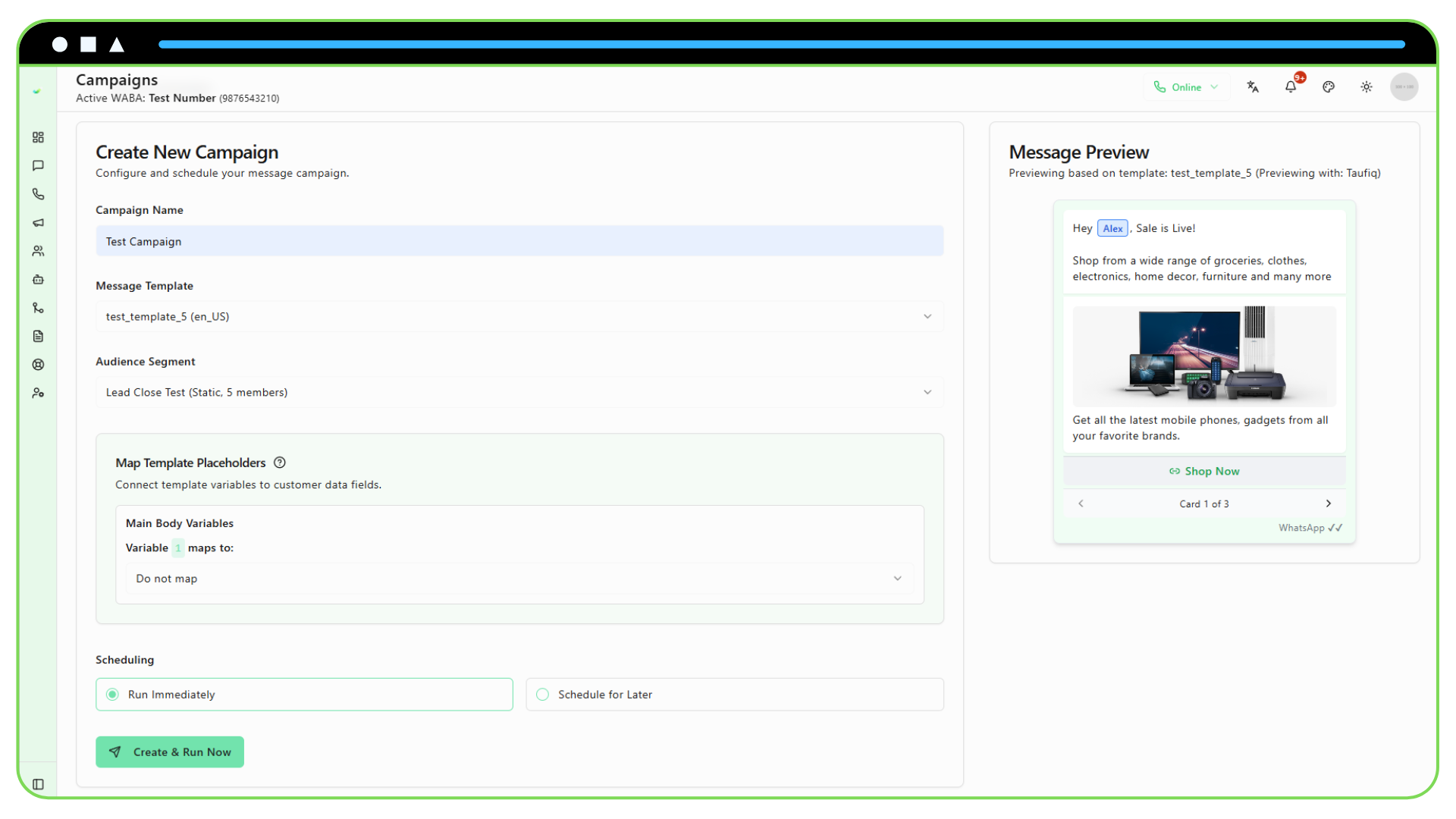 Broadcast Campaigns UI