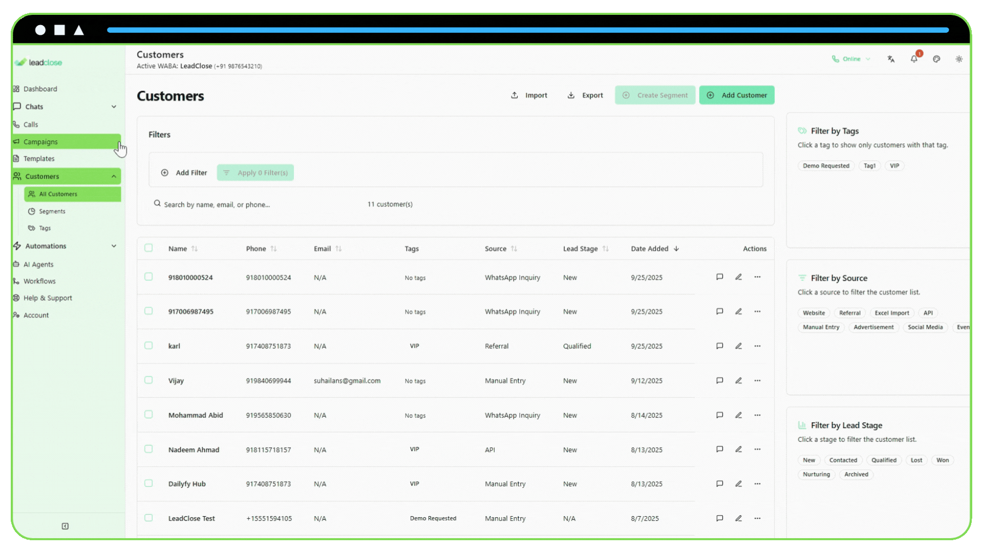 Adding and Editing Customers Screenshot of the 'Add New Customer' form showing the various input fields