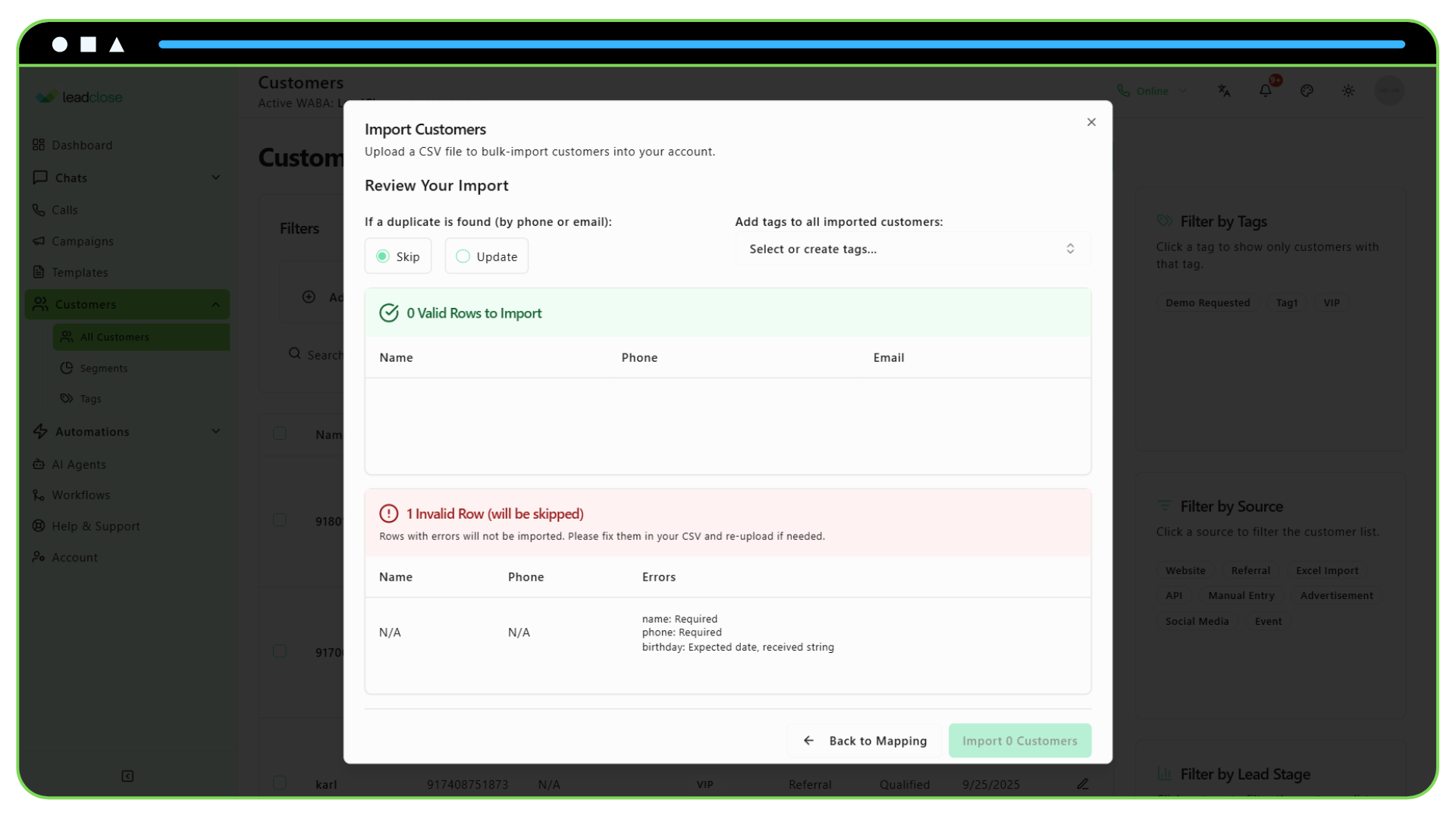 Screenshot of The Placeholder Mapping section of the campaign form.