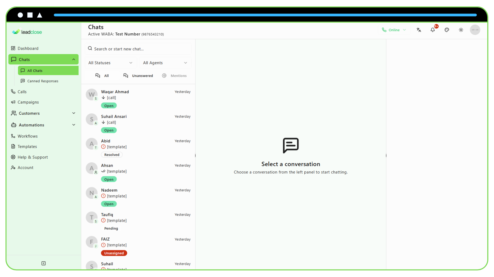 Improving Customer Service with WhatsApp Screenshot of the Team Inbox displaying a list of customer conversations with various assignees and status indicators.